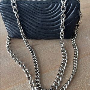 Chic Black Quilted Crossbody Bag with Chain StrapHenry Bendel Handbag